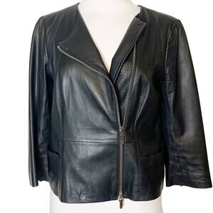 Tory Burch leather moto style jacket black sz 4